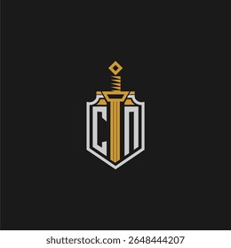 CN initial monogram for shield and sword style image