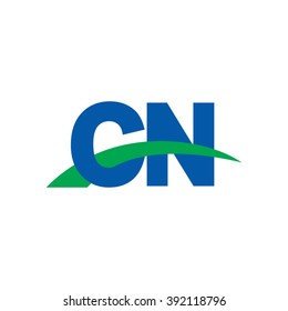 CN initial overlapping swoosh letter logo blue green