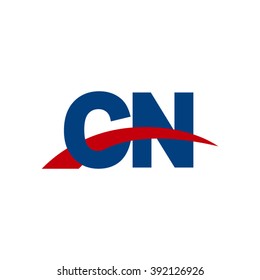 CN initial overlapping swoosh letter logo blue red