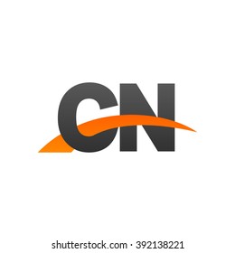 CN initial overlapping swoosh letter logo black orange