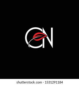 CN intials letter leaf icon logo vector free
