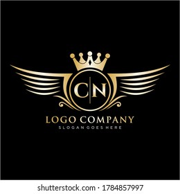 CN Letter Initial mit Royal Wing Logo Template.