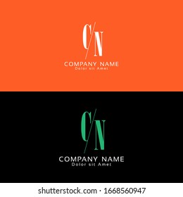 CN Letter Logo with Cutted and Intersected Design and Round Frame Vector Illustration