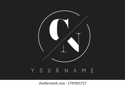 CN Letter Logo with Cutted and Intersected Design and Round Frame Vector Illustration