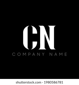CN letter logo design. Initial letter CN uppercase monogram logo white color.