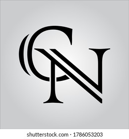CN letter logo with white background.The nice black letter logo.
