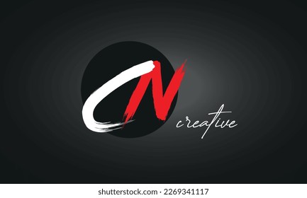 CN Letters Brush Paint Logo icon, Elegant Vector Design
