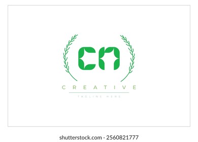 CN letters eco logo with leaf. Fresh nature and healthy leaf logo design.