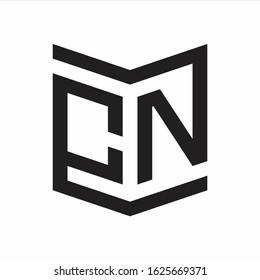 CN Logo Emblem Monogram With Shield Style Design Template Isolated On white Background