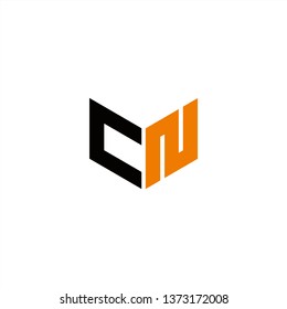 CN Logo Letter Initial With Black and Orange Colors