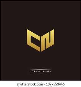 CN Logo Letter Initial Logo Designs Templete with Gold and Black Background