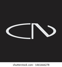 CN Logo letter oval monogram design template with black and white colors