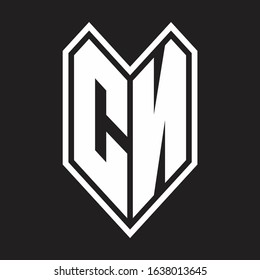 CN Logo monogram with emblem line style isolated on black background