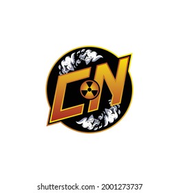 Logotipo NC Monograma Gaming con forma de gas plantilla diseño vectorial icono moderno