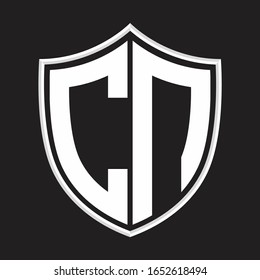 Monograma del logotipo CN con forma de escudo aislada en la plantilla de diseño del esquema
