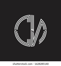 CN Logo monogram triple ribbon style line design template isolated on black background