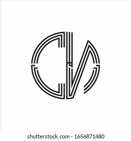 CN Logo monogram triple ribbon style line design template isolated on white background