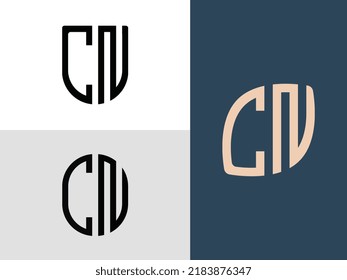 CN modern initial letter logo design vector bundle. It will be suitable for which company or brand name start those initial.