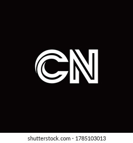 logotipo de monograma CN con plantilla de diseño de línea abstracta