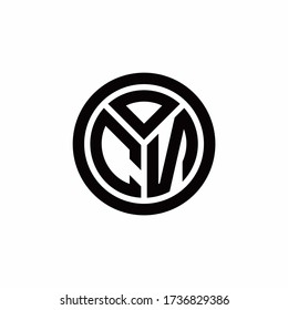 CN monogram logo with circle outline design template isolated on white background