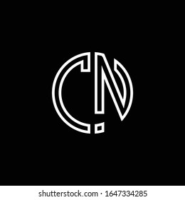 CN monogram logo circle ribbon style outline design template