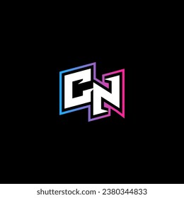 CN-Logo-Design mit abstraktem Formkonzept in Vektorgrafik