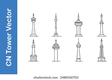 Conjunto de iconos de torre Cn Ilustración vectorial