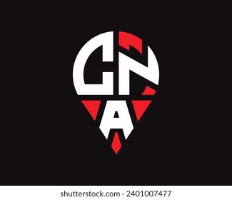 CNA letter location shape logo design. svg