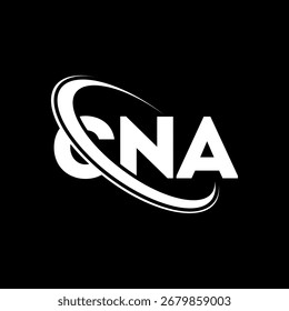 Logotipo do CNA. Carta CNA. Design do logotipo da letra CNA. Iniciais CN Um logotipo ligado com círculo e monograma maiúsculo. Tipografia CNA para marca de tecnologia, negócios e imóveis.