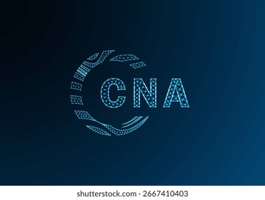 Diseño de Vector de logotipo de letra polivinílica baja de CNA. Diseño de logotipo de poliéster inferior de CNA. Diseño único del logotipo de baja poli de CNA.