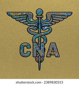 CNA Nurse, Medical symbol caduceus CNA nurse practitioner vector, coloring medical symbol with CNA text, Caduceus Symbol, CNA Nurse Mandela design svg