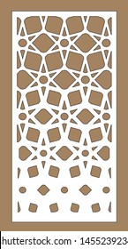Cnc geometric template. Ratio 1:2. Laser pattern. Room partition screen and vector panel for laser cutting. Modern gradient design