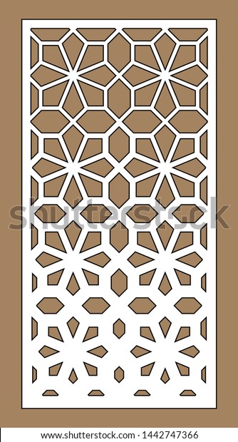 Cnc geometric template. Ratio 1:2. Laser pattern.\
Room partition screen and vector panel for laser cutting. Modern\
gradient design