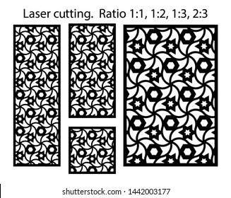 Cnc geometric template set. Laser pattern. Set of  decorative vector panels for laser cutting.