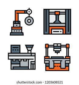 cnc icon set. vector set about industrial robot icons set.