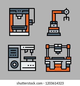 cnc icon set. vector set about industrial robot icons set.