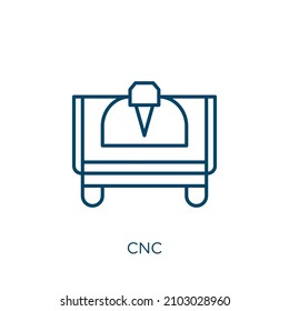cnc icon. Thin linear cnc outline icon isolated on white background. Line vector cnc sign, symbol for web and mobile