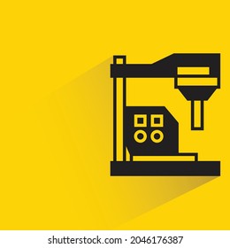 CNC industrial robotic machine icon on yellow background