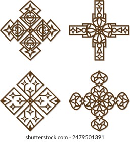 Cnc Laser Cut Moroccan wall Art Metal Geometric Shapes design set