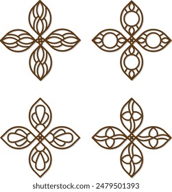 Conjunto de diseño de Formas geométricas de metal de arte de pared marroquí cortado por láser CNC