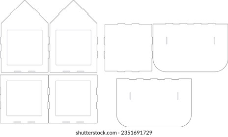  Cnc. laser cutting Bird House. No glue. Vector illustration.