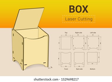 CNC. Laser cutting box. Laser cut. No glue need. For 3 mm plywood. Size: 195*154*184 mm