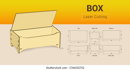 Cnc. laser cutting box. No glue. Vector illustration.