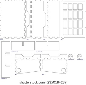  Cnc. laser cutting jewelry box. No glue. Vector illustration.
