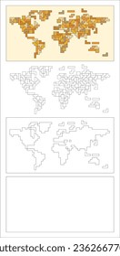 Rompecabezas del mapa mundial de corte por láser Cnc Ilustración vectorial