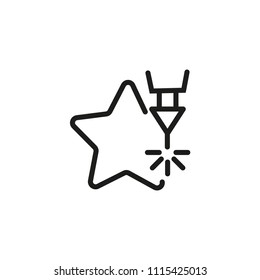 CNC laser design line icon. Computer, numerical, control, machine, star. Industry concept. Can be used for topics like precise cutting, engraving, equipment, factory