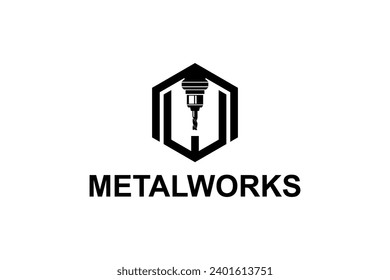 CNC lathe industrial logo design, modern technology manufacturing.