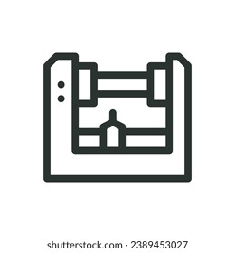 CNC lathe machine isolated icon, CNC machinery vector icon with editable stroke