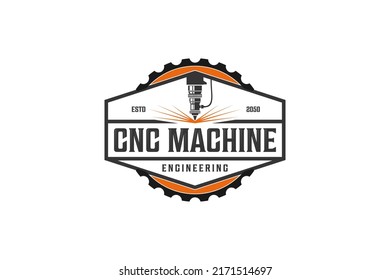 CNC Lathe Machine Logo Computer Numical Control moderne 3D-Schneidtechnik Design Industrie Schneiden 