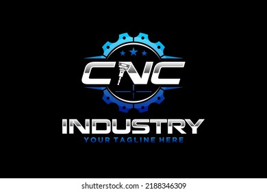 CNC Lathe Machine Logo Computer Numical Control moderne 3D-Schneidtechnik Design Industrie Schneiden 